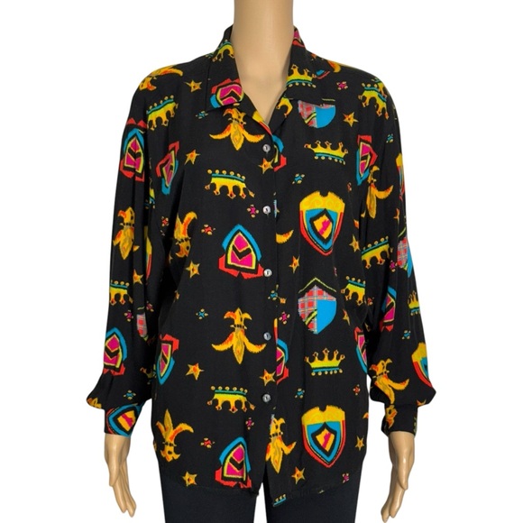 Dockers woman’s petite S Colorful Patterned Button-Up Shirt 90’s - Picture 1 of 11